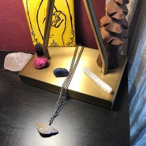 Real raw citrine stone on silver chain